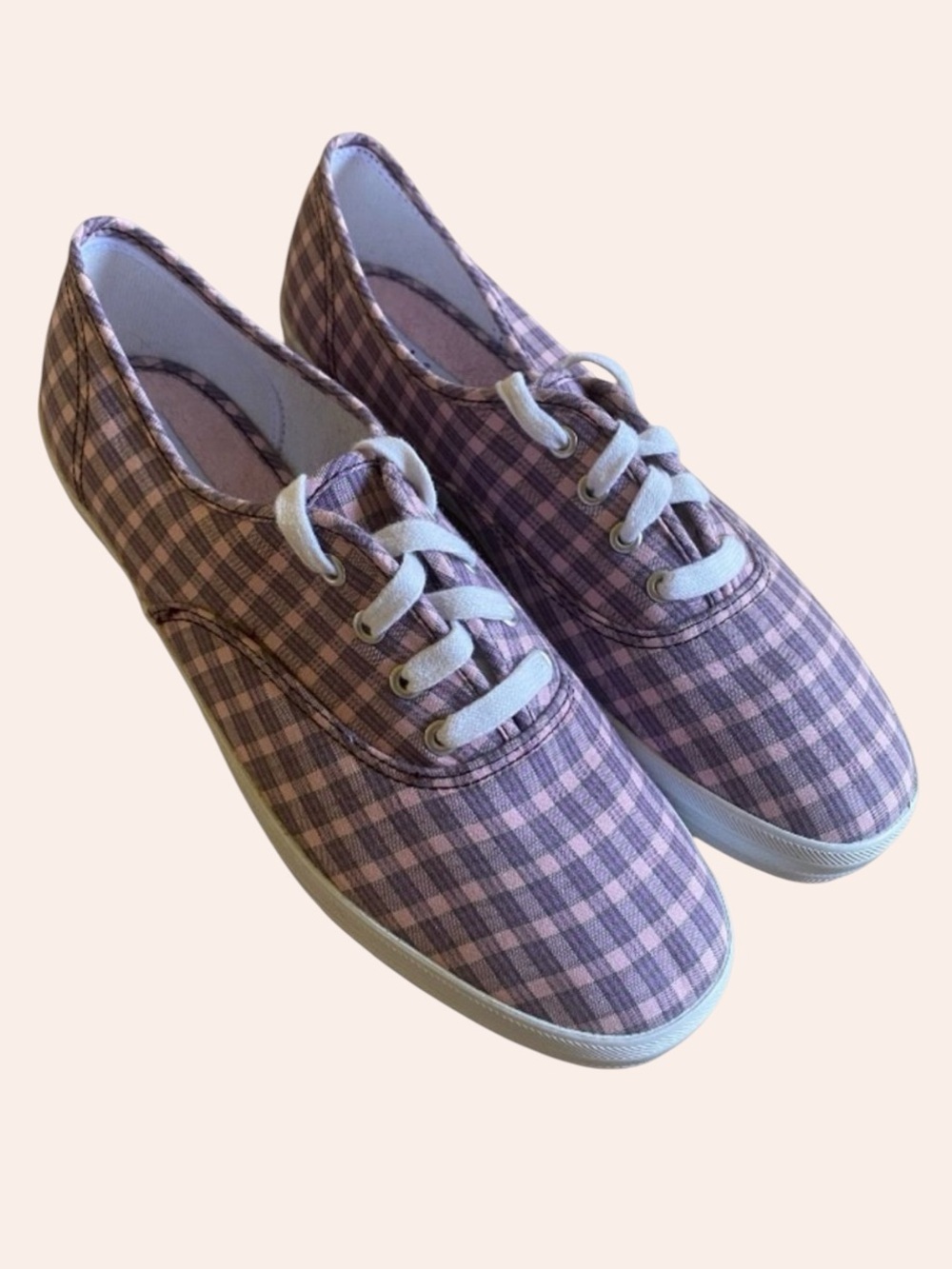 Keds Original Lace Up Canvas Sneakers Women's Size 5 Plaid Purple Pink Coquette